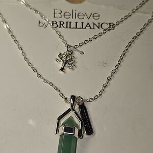 Believe by Brilliance Silver and Green Gemstone Necklace